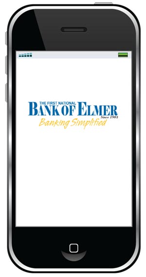 Cellphone with Bank of Elmer logo