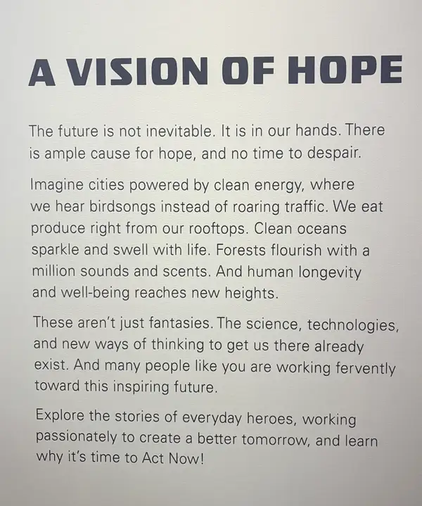 Plaque entitled "A Vision of Hope"