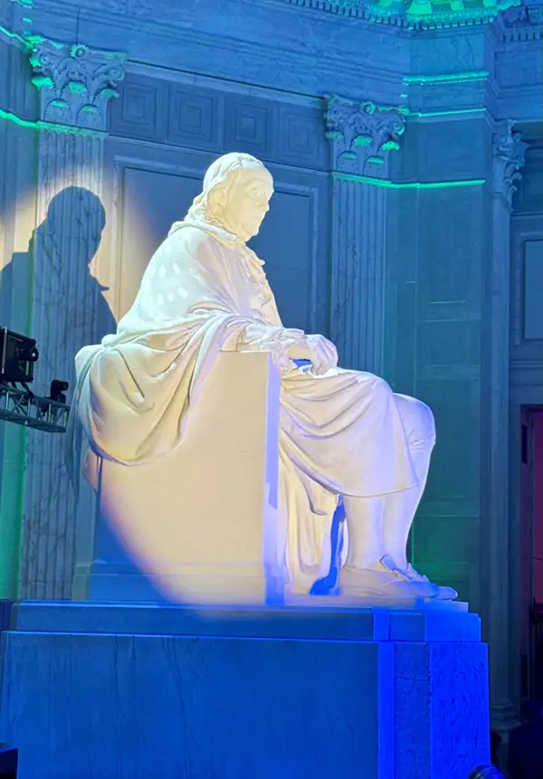 Statue of Ben Franklin inside the Institute