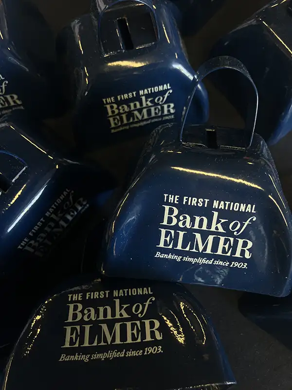 A picture of Elmer Bank labelled cow bells.