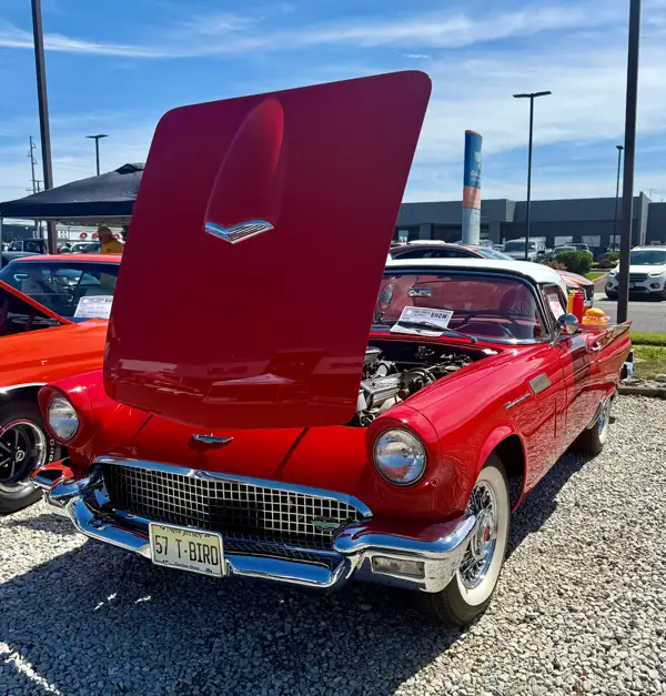 Bright red vintage car