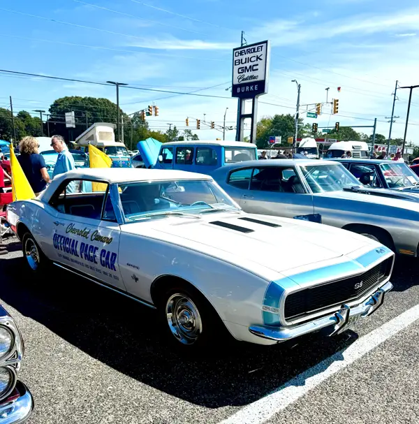 White vintage muscle car