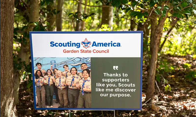 A Scouting America thank you sign.